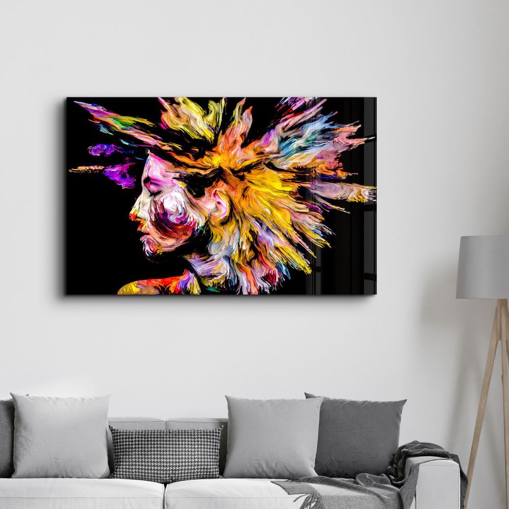 Autres décorations murales - Abstract Colorful Woman Portrait V1 | Glass Wall Art - ARTDESIGNA