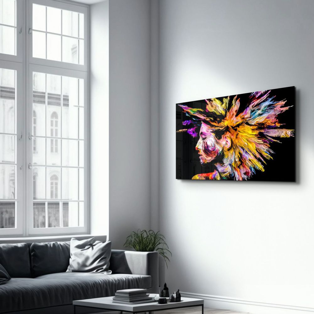 Autres décorations murales - Abstract Colorful Woman Portrait V1 | Glass Wall Art - ARTDESIGNA