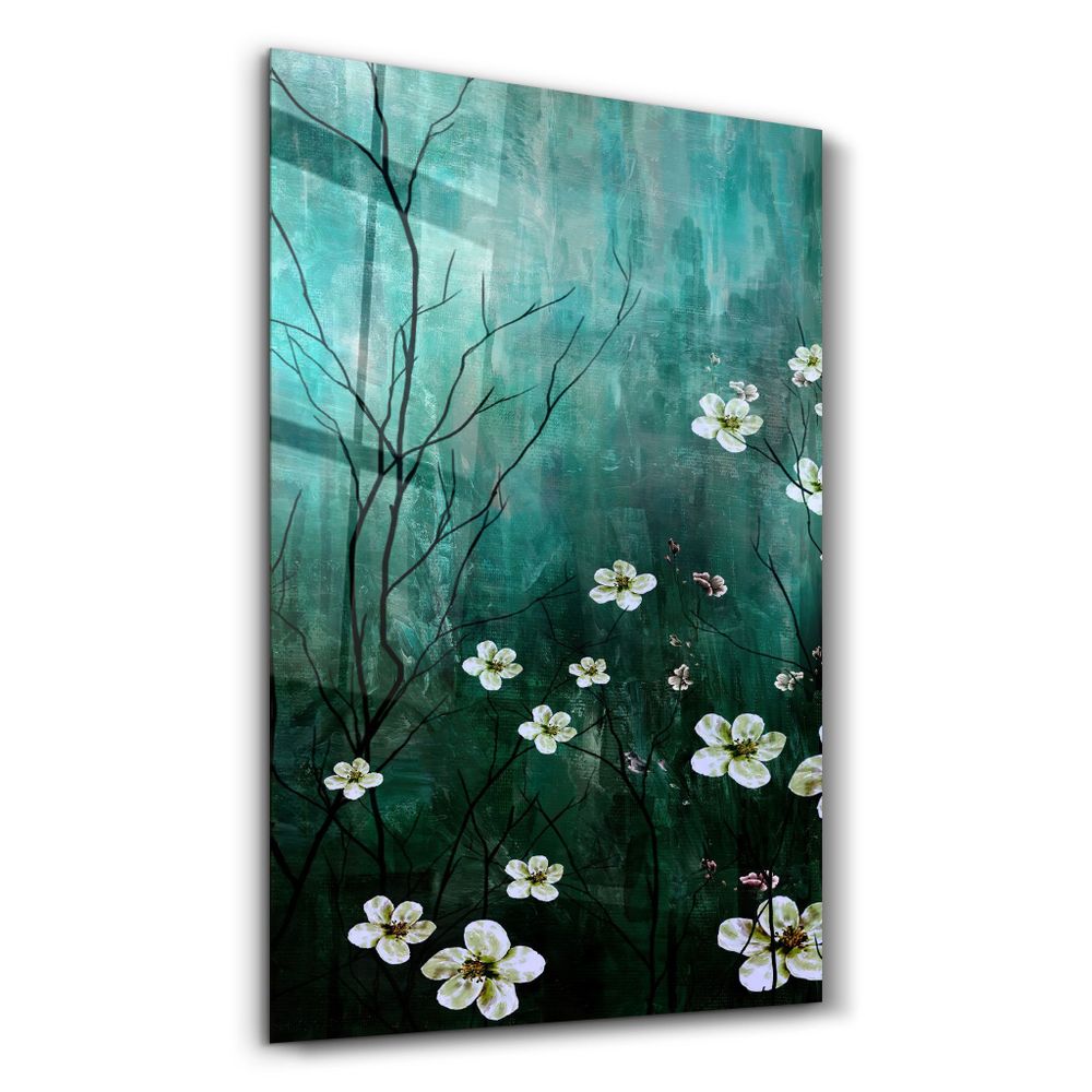 Autres décorations murales - Yellow Flowers V2 | Glass Wall Art - ARTDESIGNA
