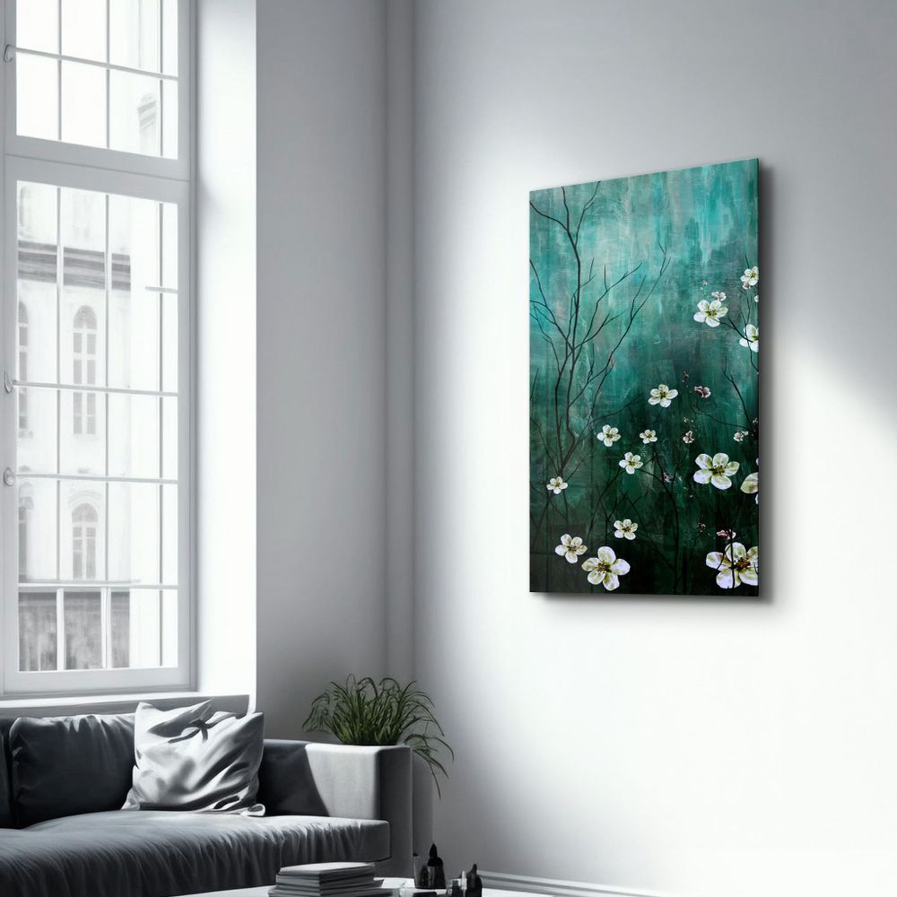 Autres décorations murales - Yellow Flowers V2 | Glass Wall Art - ARTDESIGNA