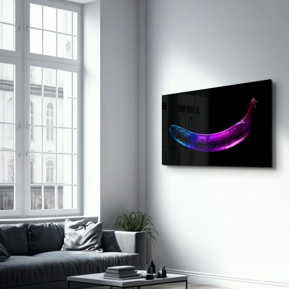 Other wall decoration - Abstract Blue and Purple Banana | Glass Wall Art - ARTDESIGNA