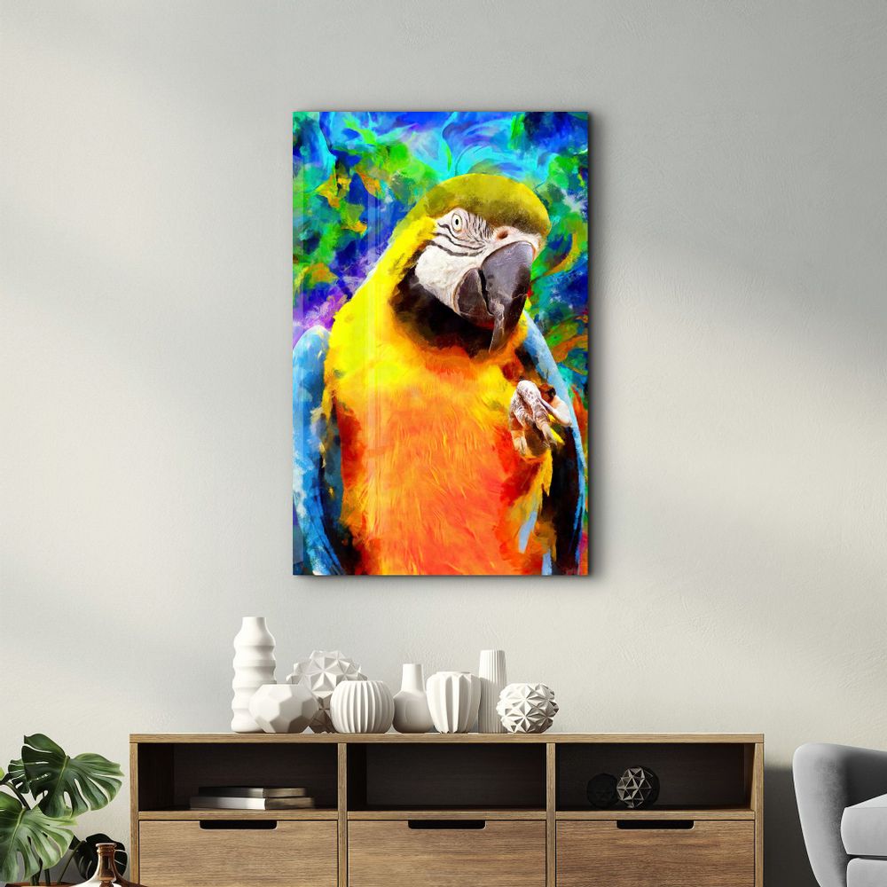 Autres décorations murales - Colorful Parrot | Glass Wall Art - ARTDESIGNA