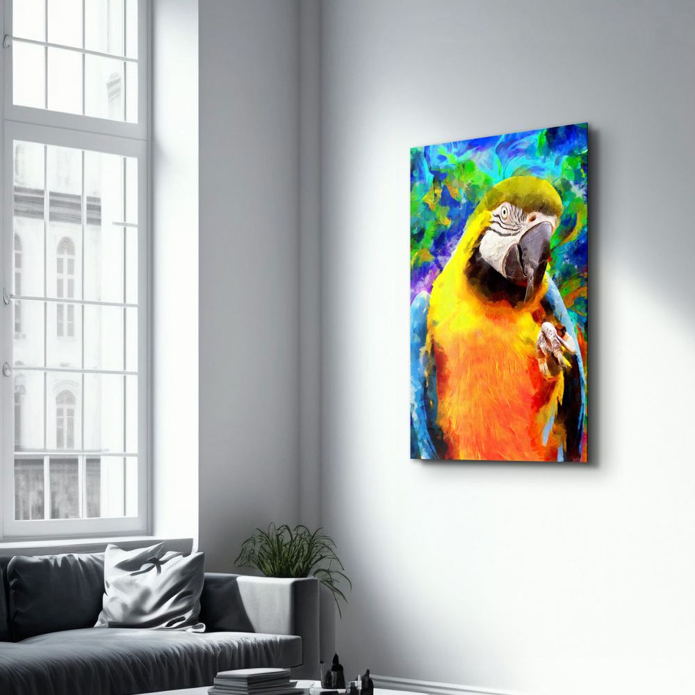 Autres décorations murales - Colorful Parrot | Glass Wall Art - ARTDESIGNA