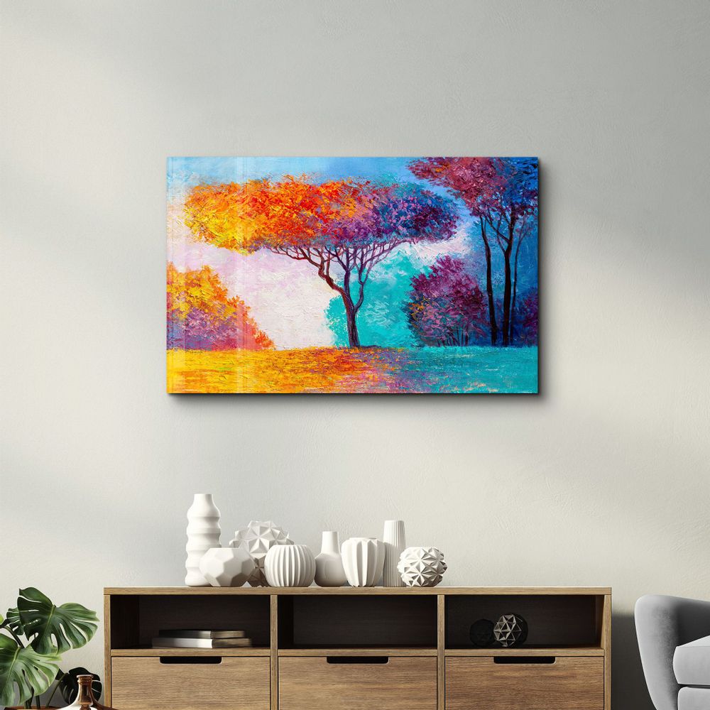 Autres décorations murales - Abstract Colorful Trees 2 | Glass Wall Art - ARTDESIGNA