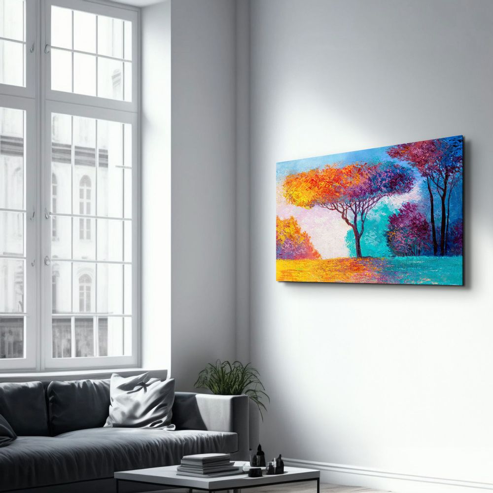 Autres décorations murales - Abstract Colorful Trees 2 | Glass Wall Art - ARTDESIGNA
