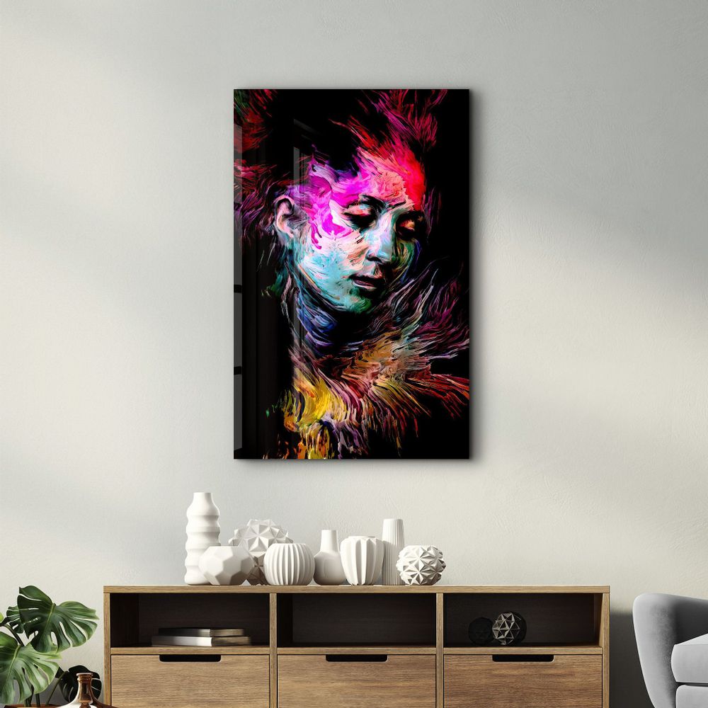 Other wall decoration - Abstract Colorful Face 3 | Glass Wall Art - ARTDESIGNA