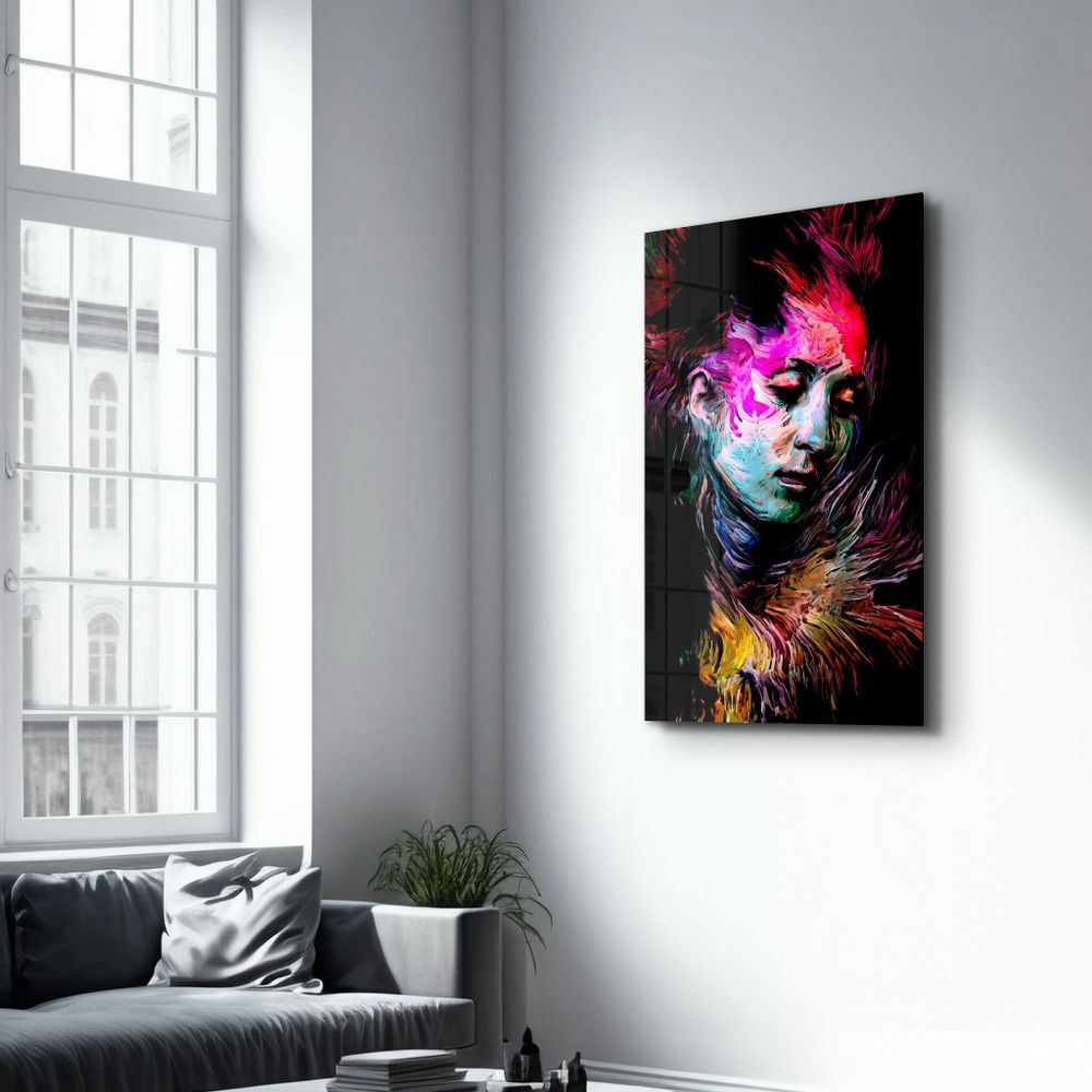 Other wall decoration - Abstract Colorful Face 3 | Glass Wall Art - ARTDESIGNA