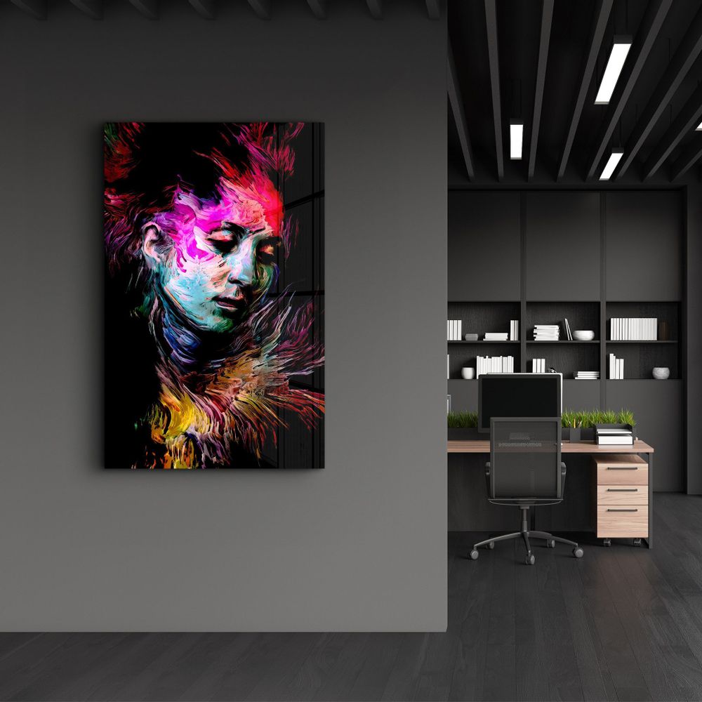 Other wall decoration - Abstract Colorful Face 3 | Glass Wall Art - ARTDESIGNA