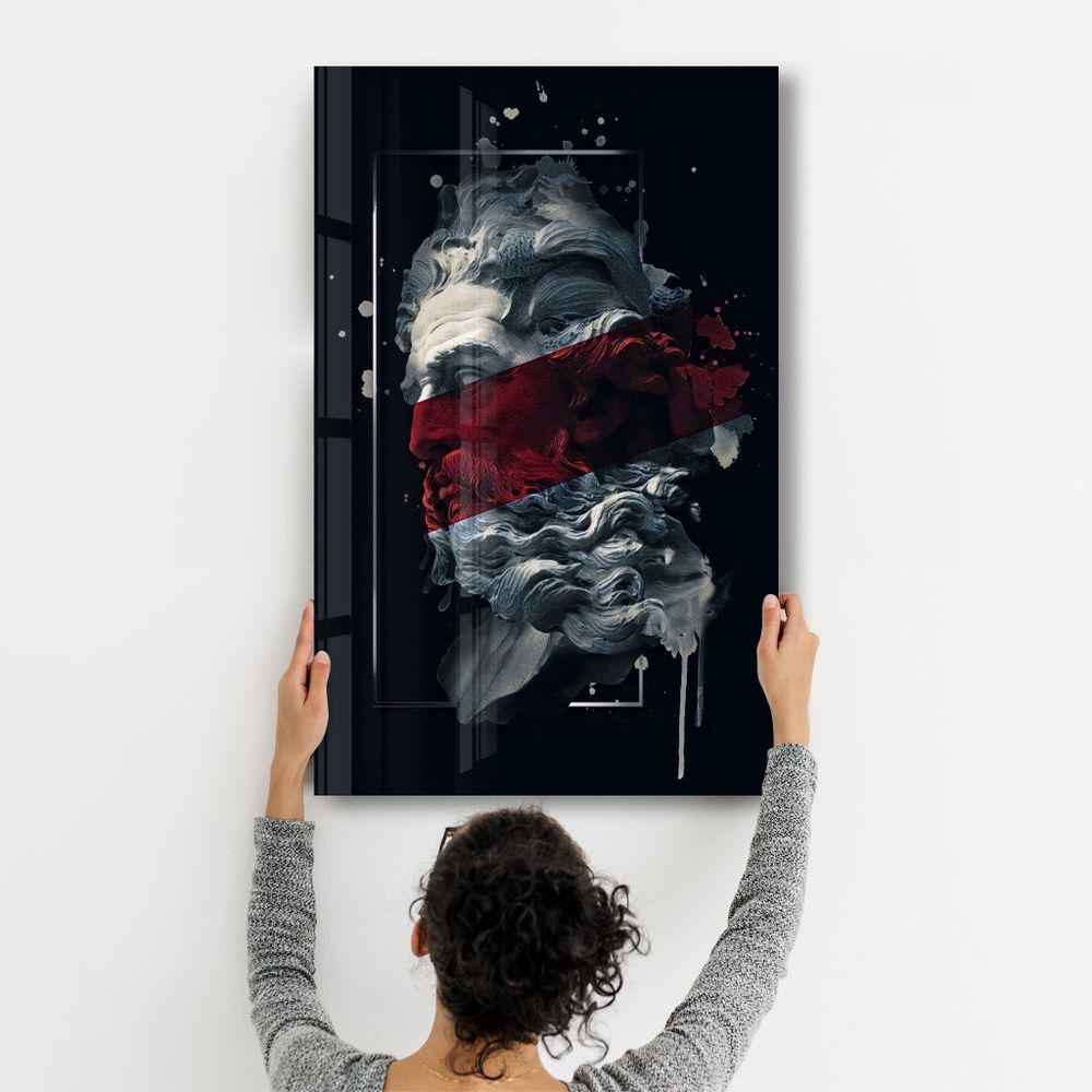 Other wall decoration - Abstract Red Poseidon | Glass Wall Art - ARTDESIGNA