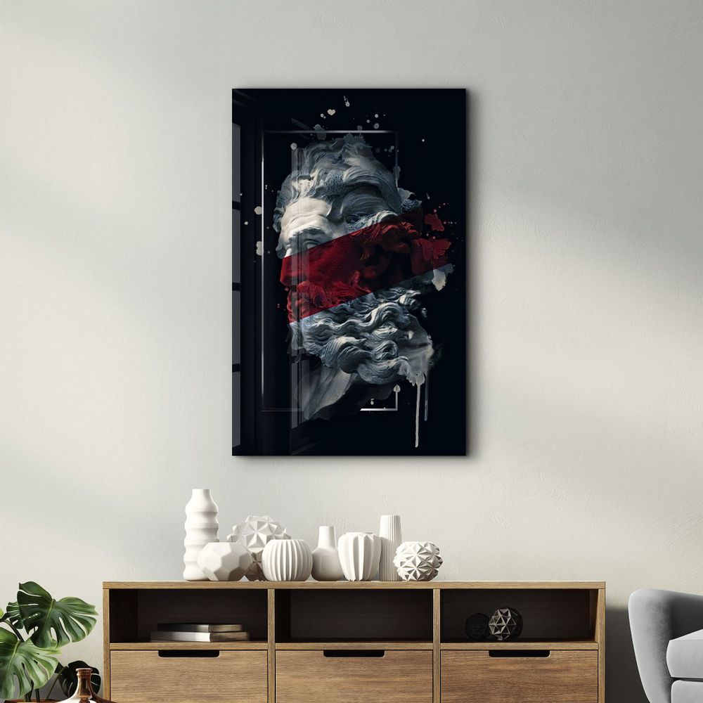 Other wall decoration - Abstract Red Poseidon | Glass Wall Art - ARTDESIGNA