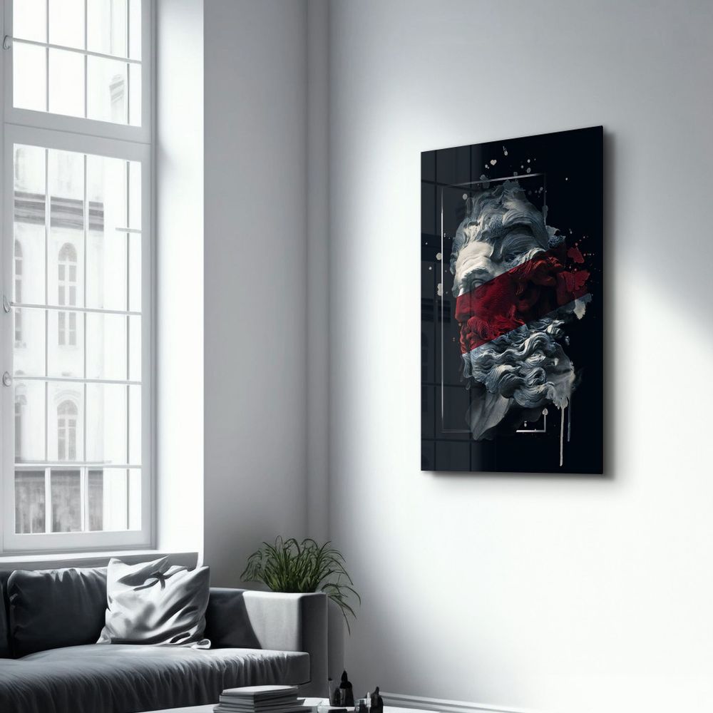 Other wall decoration - Abstract Red Poseidon | Glass Wall Art - ARTDESIGNA
