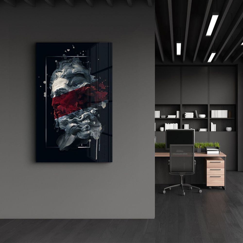 Other wall decoration - Abstract Red Poseidon | Glass Wall Art - ARTDESIGNA