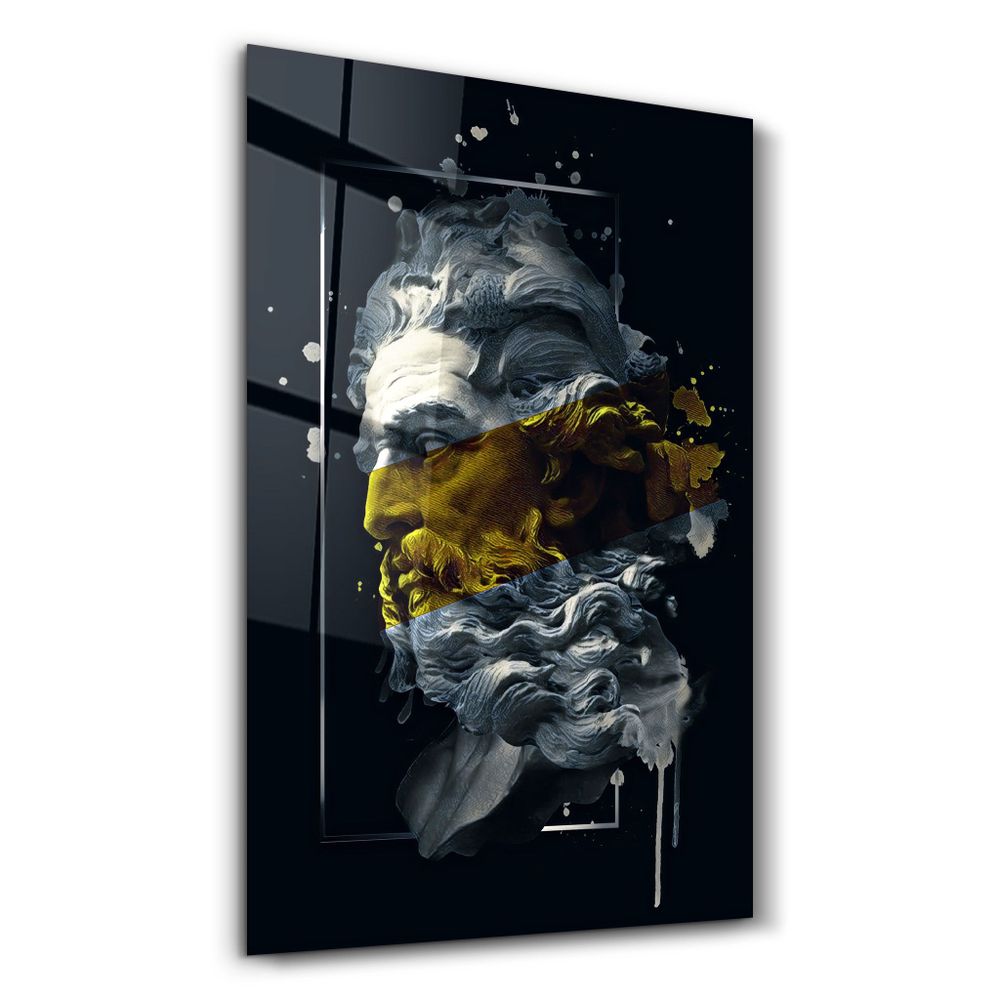 Autres décorations murales - Abstract Yellow Poseidon | Glass Wall Art - ARTDESIGNA