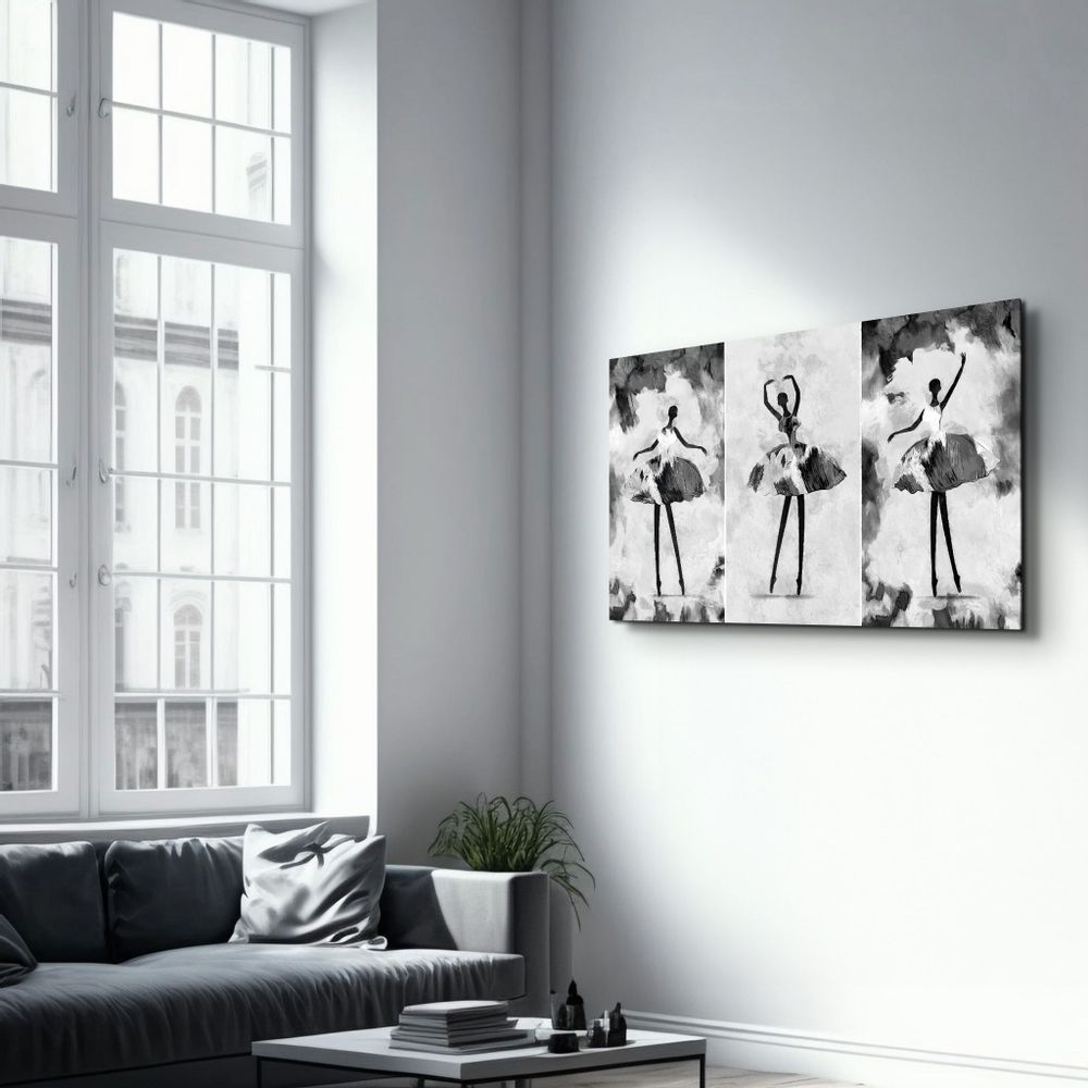 Other wall decoration - Black and White Ballerina | Glass Wall Art - ARTDESIGNA