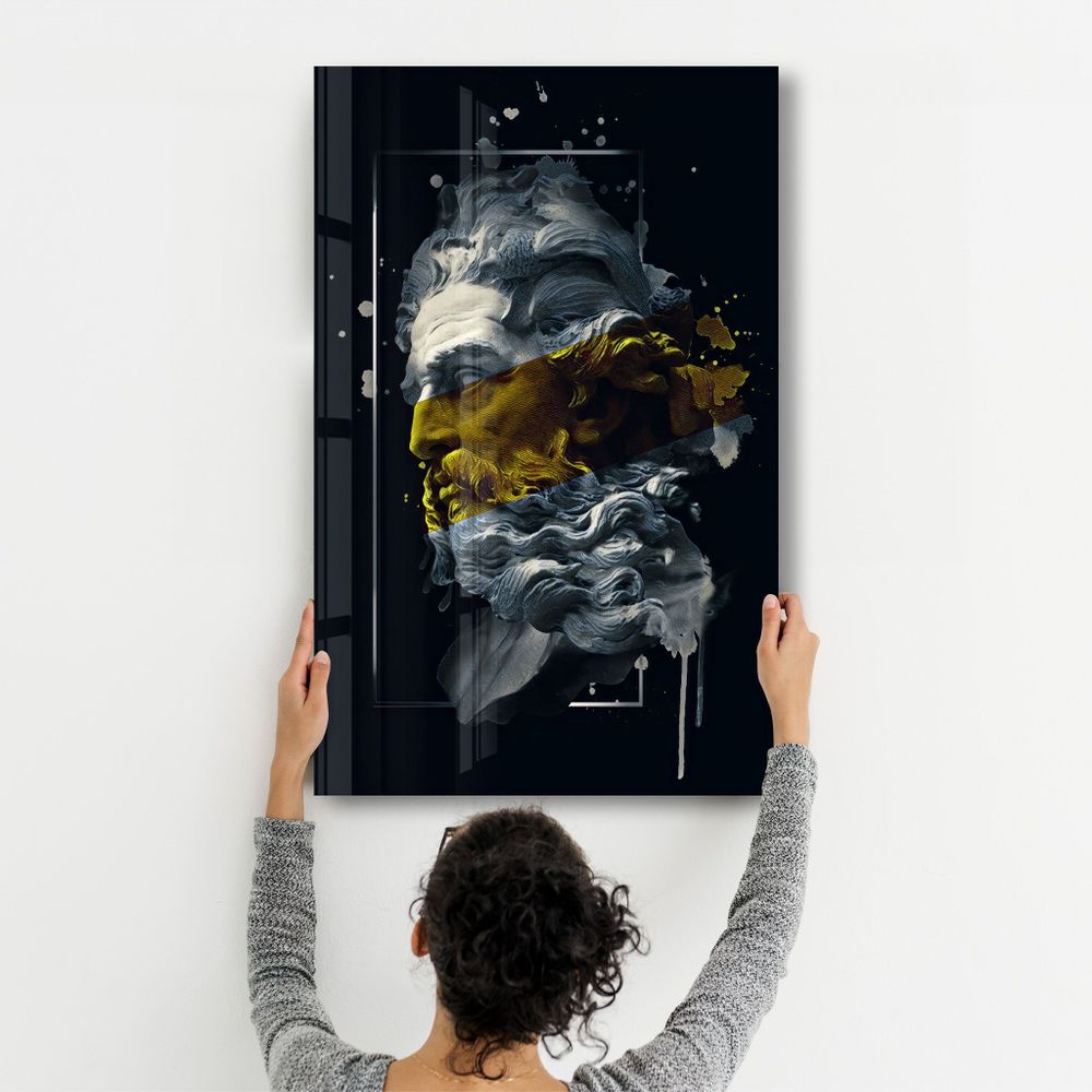 Autres décorations murales - Abstract Yellow Poseidon | Glass Wall Art - ARTDESIGNA