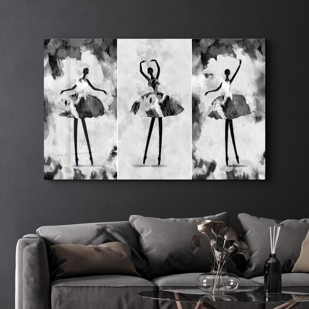 Other wall decoration - Black and White Ballerina | Glass Wall Art - ARTDESIGNA