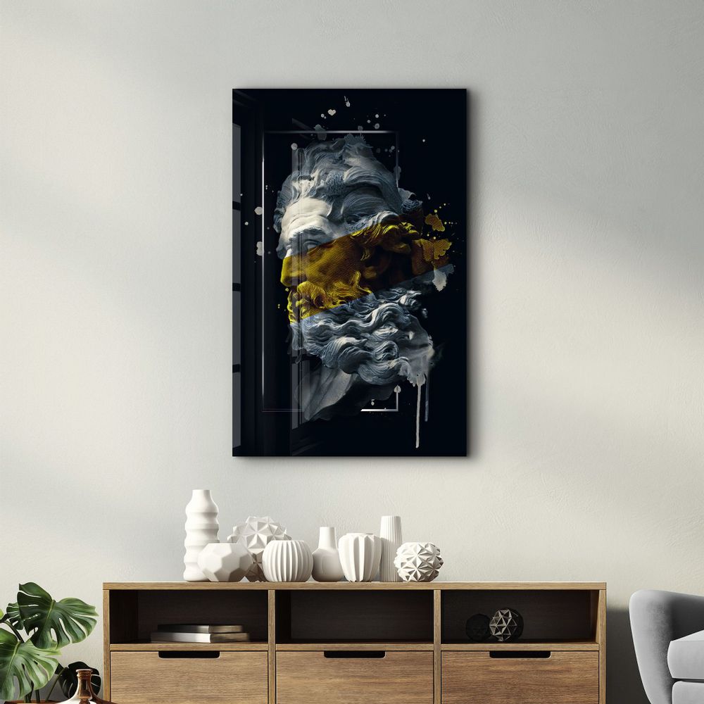 Autres décorations murales - Abstract Yellow Poseidon | Glass Wall Art - ARTDESIGNA