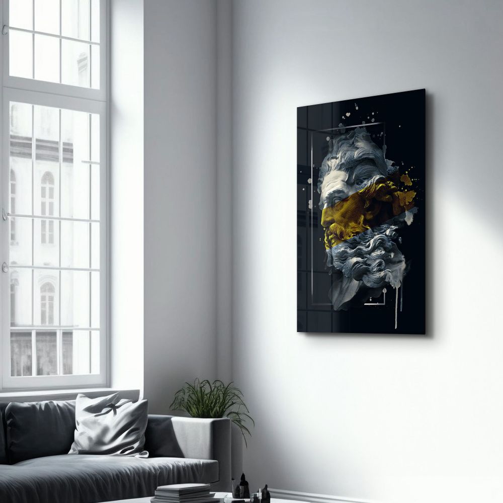 Autres décorations murales - Abstract Yellow Poseidon | Glass Wall Art - ARTDESIGNA