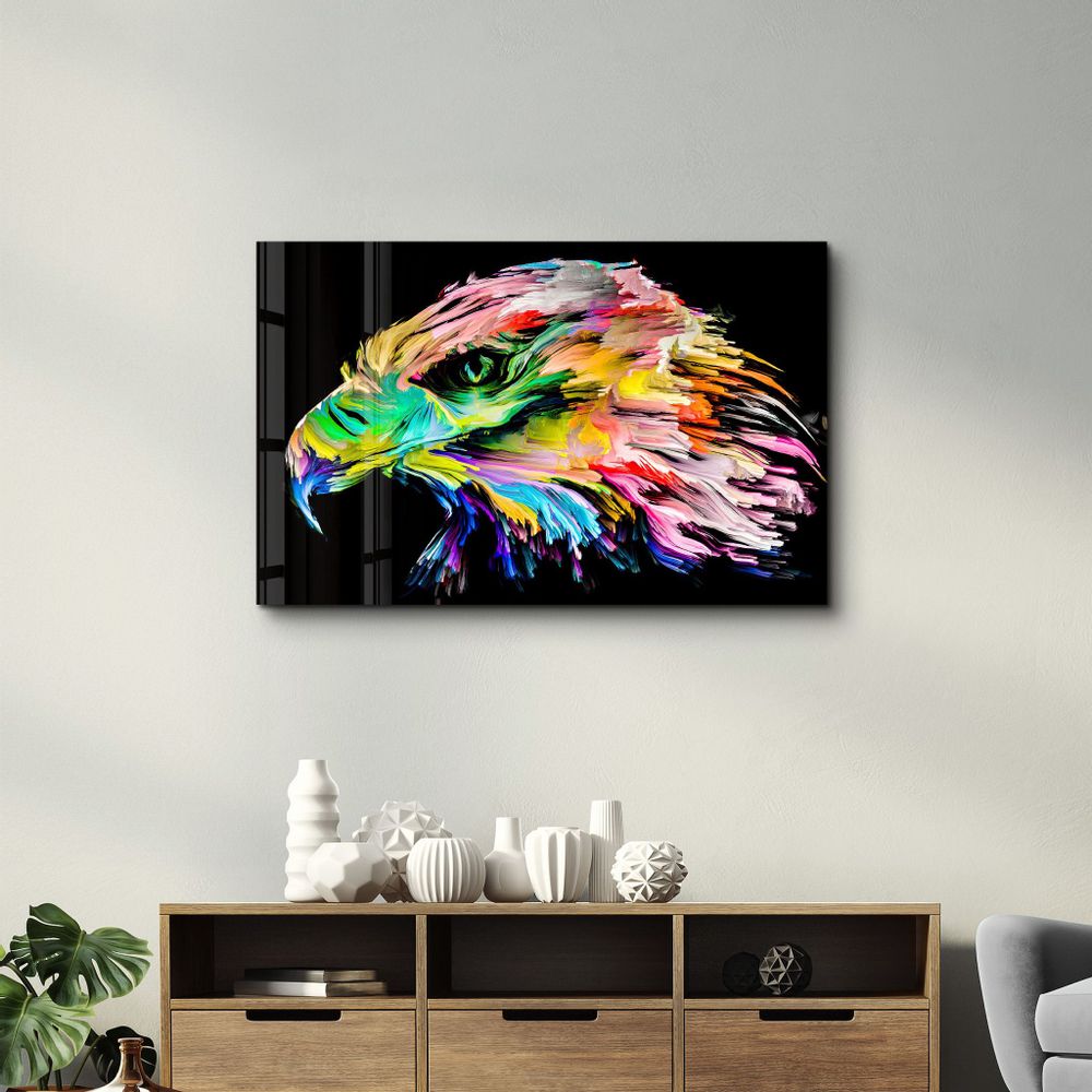 Autres décorations murales - Colorful Eagle | Glass Wall Art - ARTDESIGNA