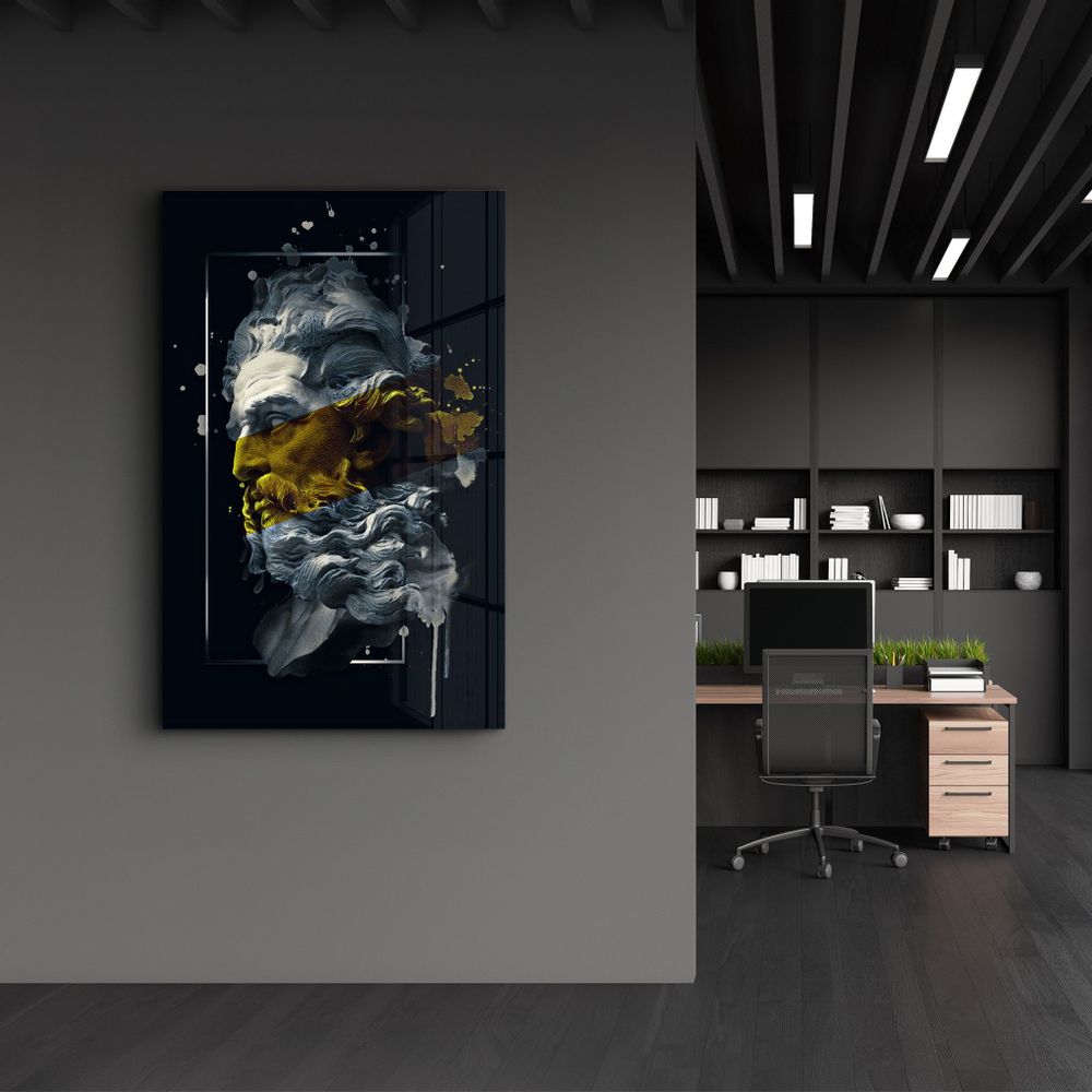 Autres décorations murales - Abstract Yellow Poseidon | Glass Wall Art - ARTDESIGNA