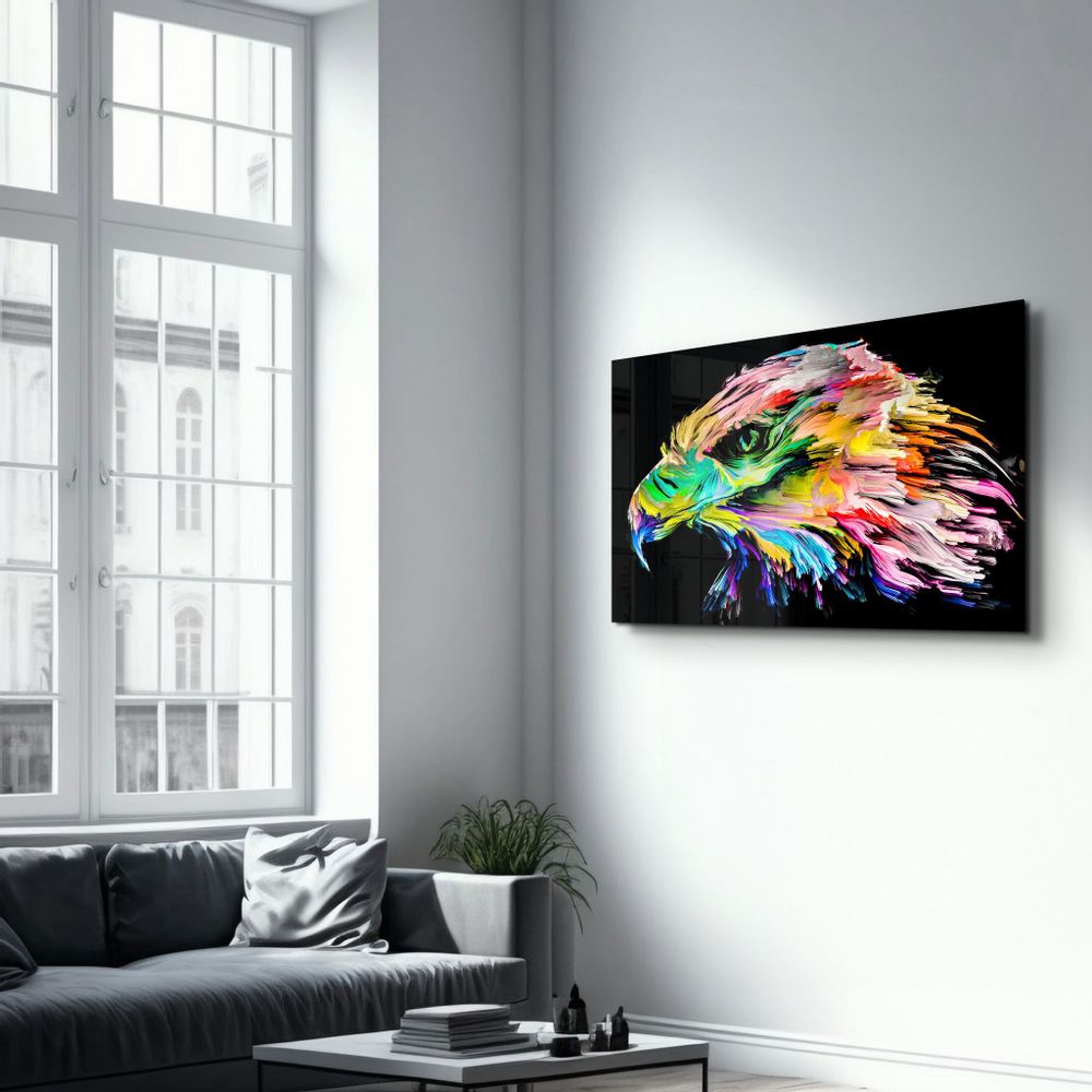Autres décorations murales - Colorful Eagle | Glass Wall Art - ARTDESIGNA