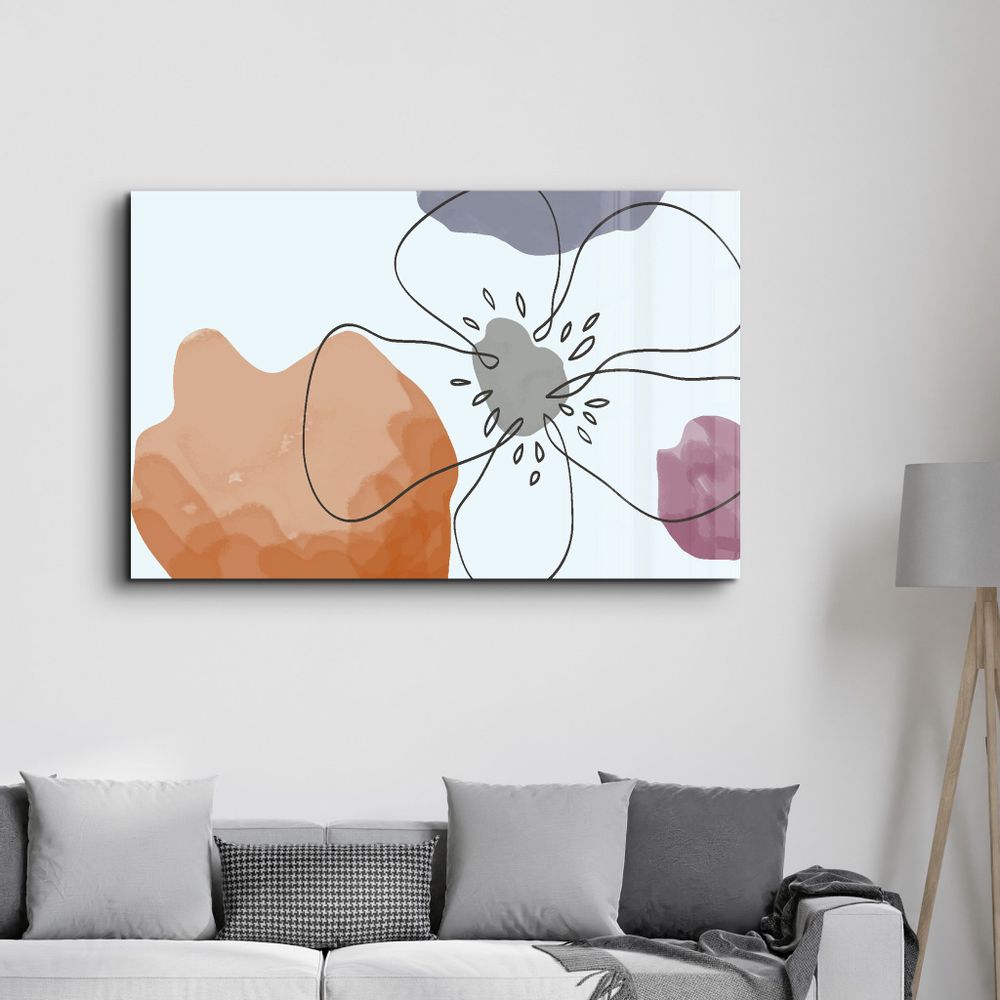Other wall decoration - Abstract Shapes and Flower | Glass Wall Art - ARTDESIGNA