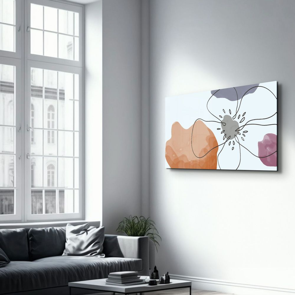 Other wall decoration - Abstract Shapes and Flower | Glass Wall Art - ARTDESIGNA