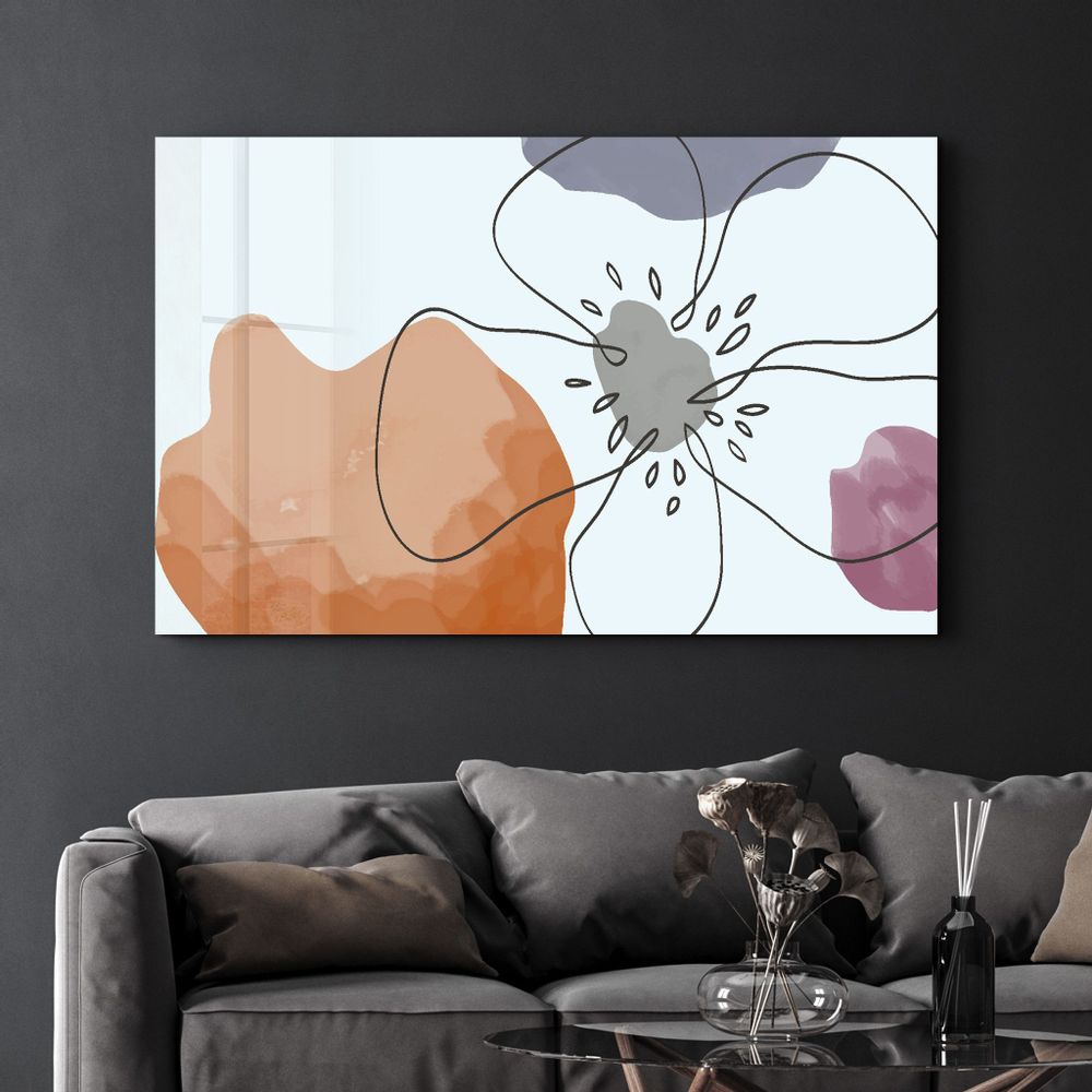 Other wall decoration - Abstract Shapes and Flower | Glass Wall Art - ARTDESIGNA