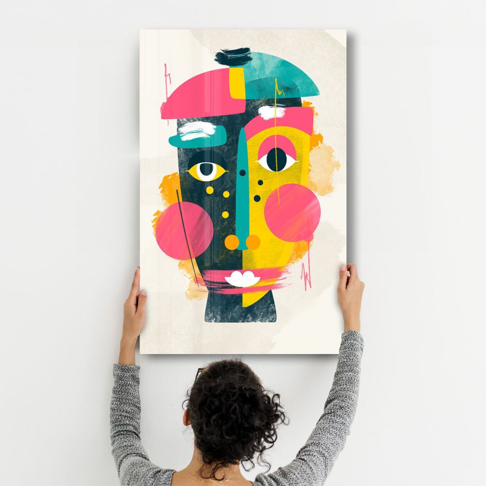 Other wall decoration - Abstract Colorful Face V1 | Glass Wall Art - ARTDESIGNA