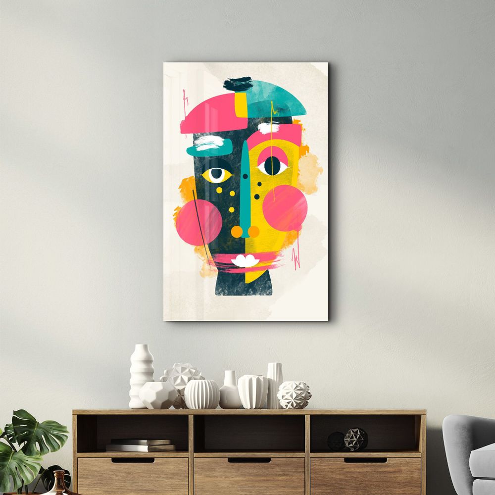 Other wall decoration - Abstract Colorful Face V1 | Glass Wall Art - ARTDESIGNA