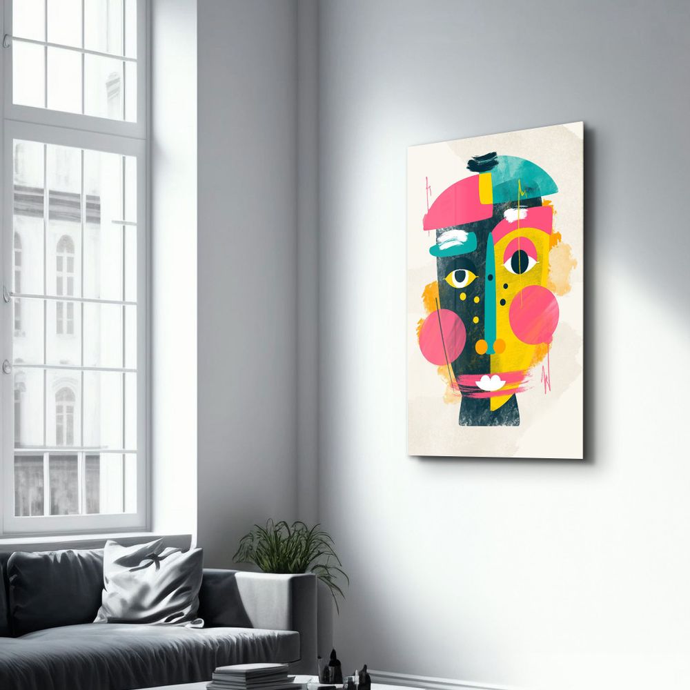 Other wall decoration - Abstract Colorful Face V1 | Glass Wall Art - ARTDESIGNA