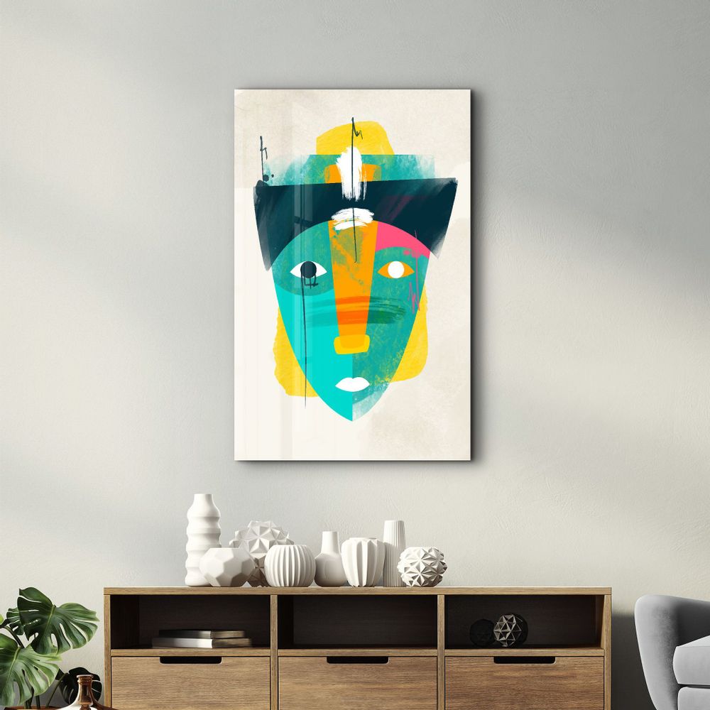Autres décorations murales - Abstract Colorful Face V2 | Glass Wall Art - ARTDESIGNA