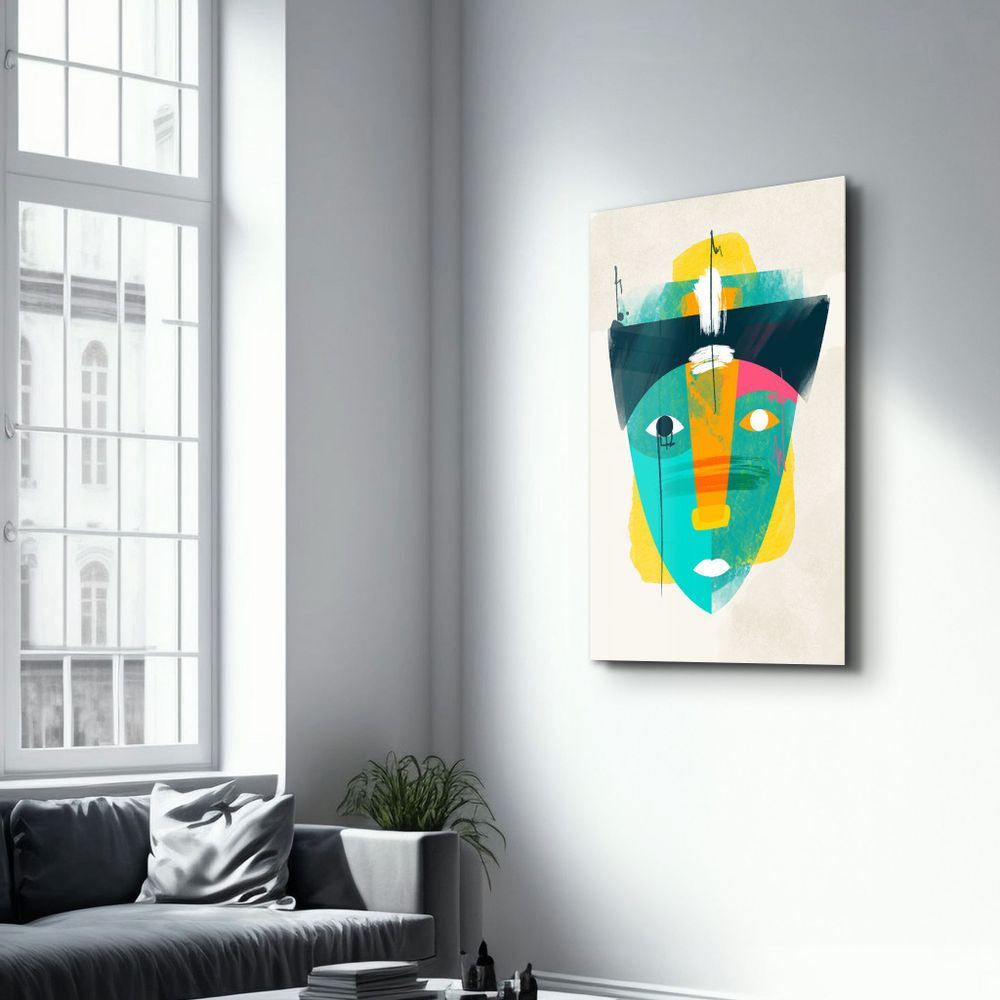 Autres décorations murales - Abstract Colorful Face V2 | Glass Wall Art - ARTDESIGNA