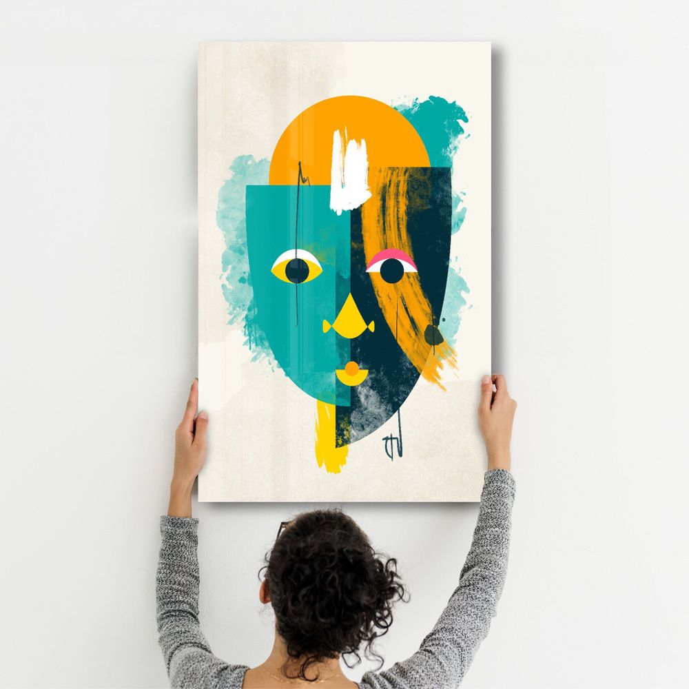 Autres décorations murales - Abstract Colorful Face V3 | Glass Wall Art - ARTDESIGNA