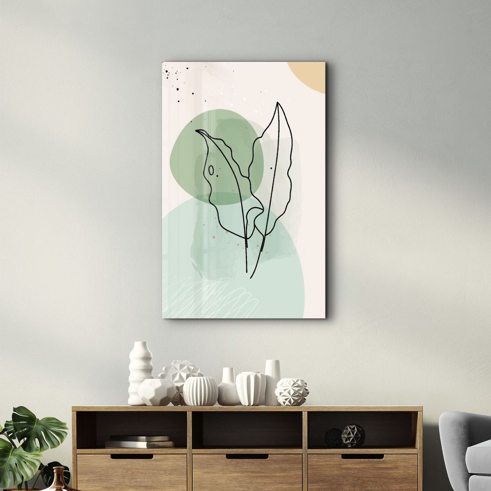 Autres décorations murales - Abstract Shapes and Leaves V1 | Glass Wall Art - ARTDESIGNA