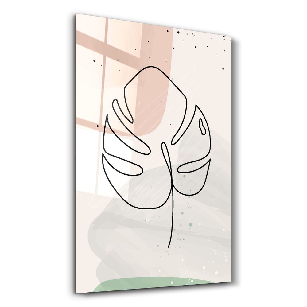 Autres décorations murales - Abstract Shapes and Leaves V2 | Glass Wall Art - ARTDESIGNA