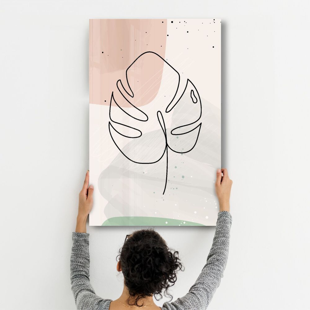 Autres décorations murales - Abstract Shapes and Leaves V2 | Glass Wall Art - ARTDESIGNA