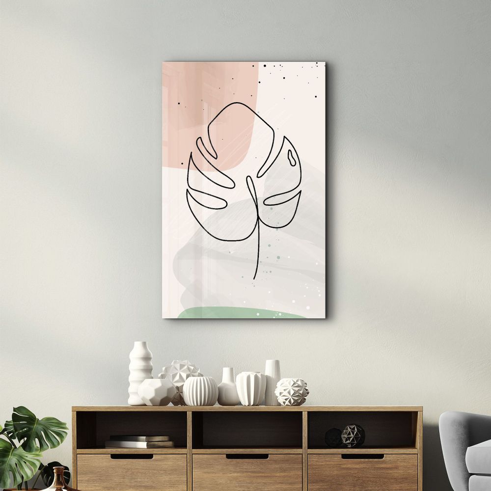 Autres décorations murales - Abstract Shapes and Leaves V2 | Glass Wall Art - ARTDESIGNA
