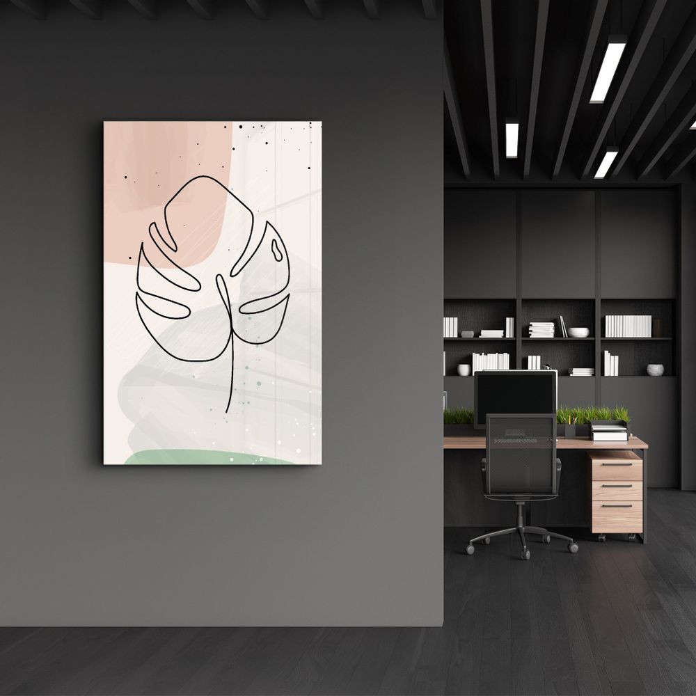 Autres décorations murales - Abstract Shapes and Leaves V2 | Glass Wall Art - ARTDESIGNA