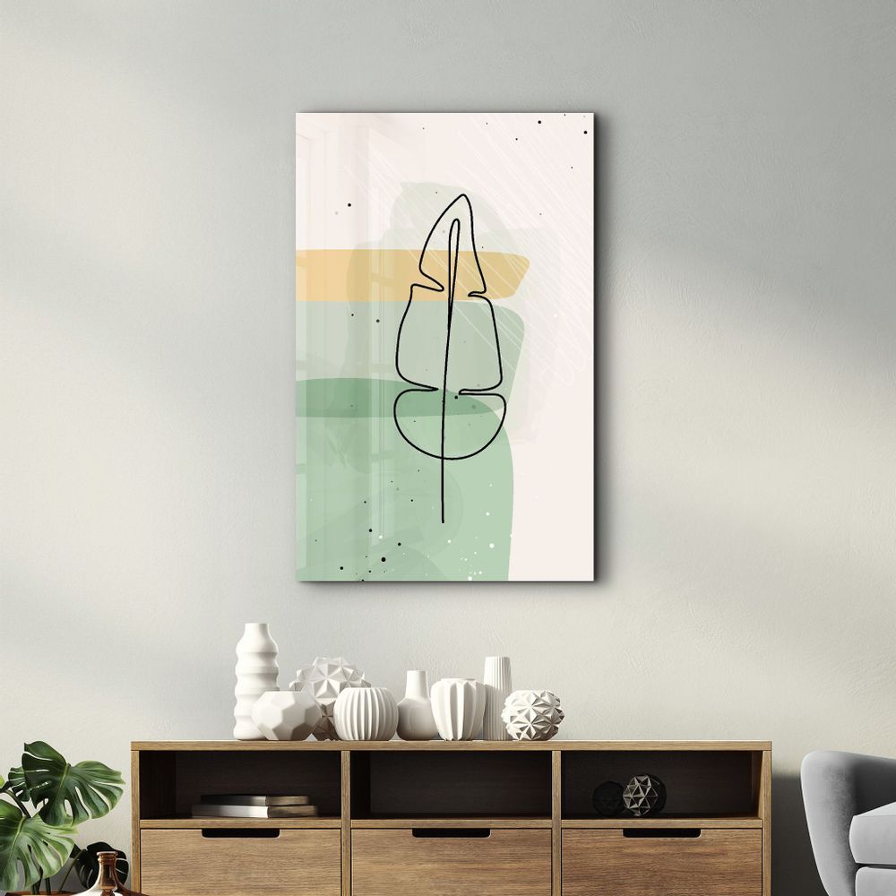 Other wall decoration - Abstract Shapes and Leaves V3 | Glass Wall Art - ARTDESIGNA