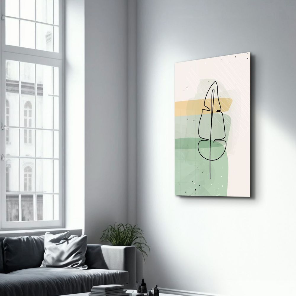Other wall decoration - Abstract Shapes and Leaves V3 | Glass Wall Art - ARTDESIGNA