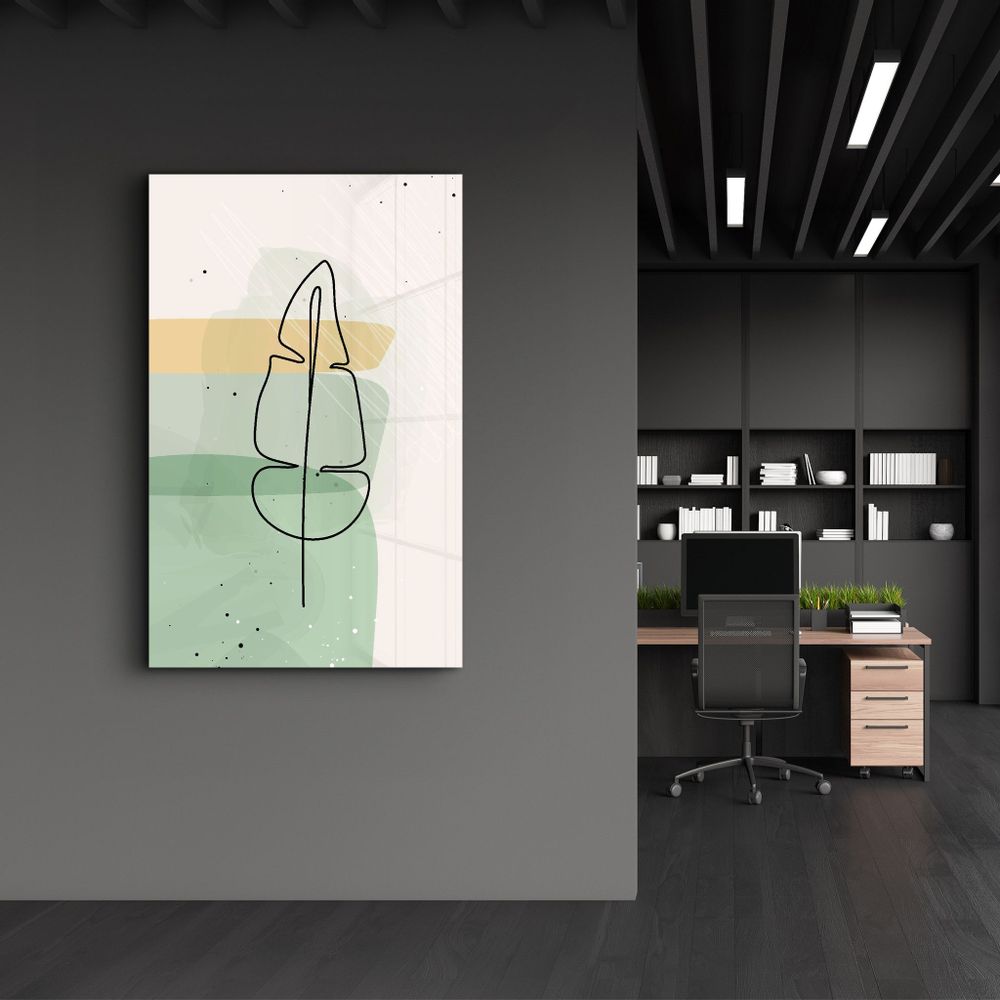 Other wall decoration - Abstract Shapes and Leaves V3 | Glass Wall Art - ARTDESIGNA