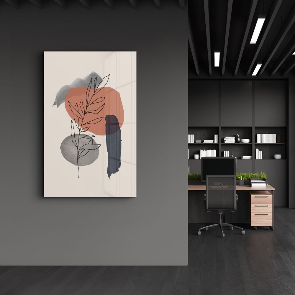 Other wall decoration - Abstract Shapes and Leaves V6 | Glass Wall Art - ARTDESIGNA