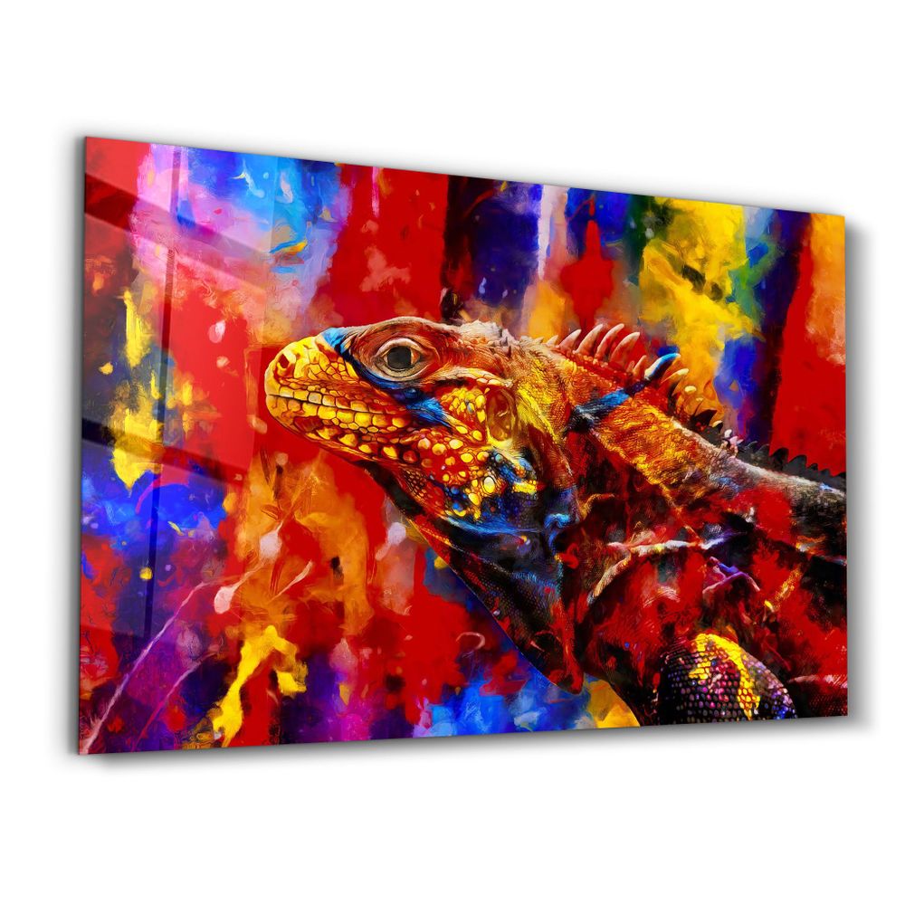 Other wall decoration - Abstract Colorful Iguana | Glass Wall Art - ARTDESIGNA