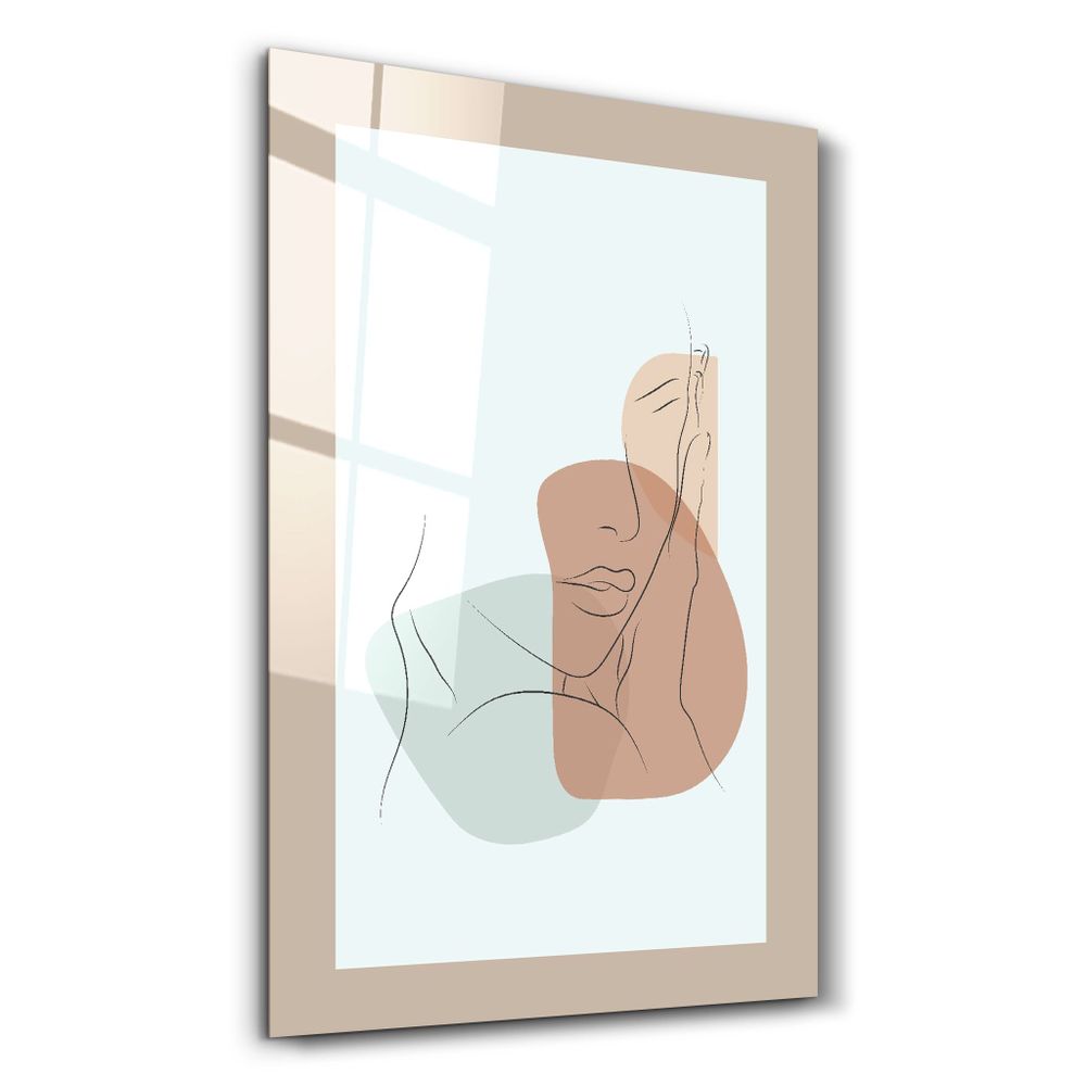 Autres décorations murales - Shapes and Woman Portrait V2 | Glass Wall Art - ARTDESIGNA