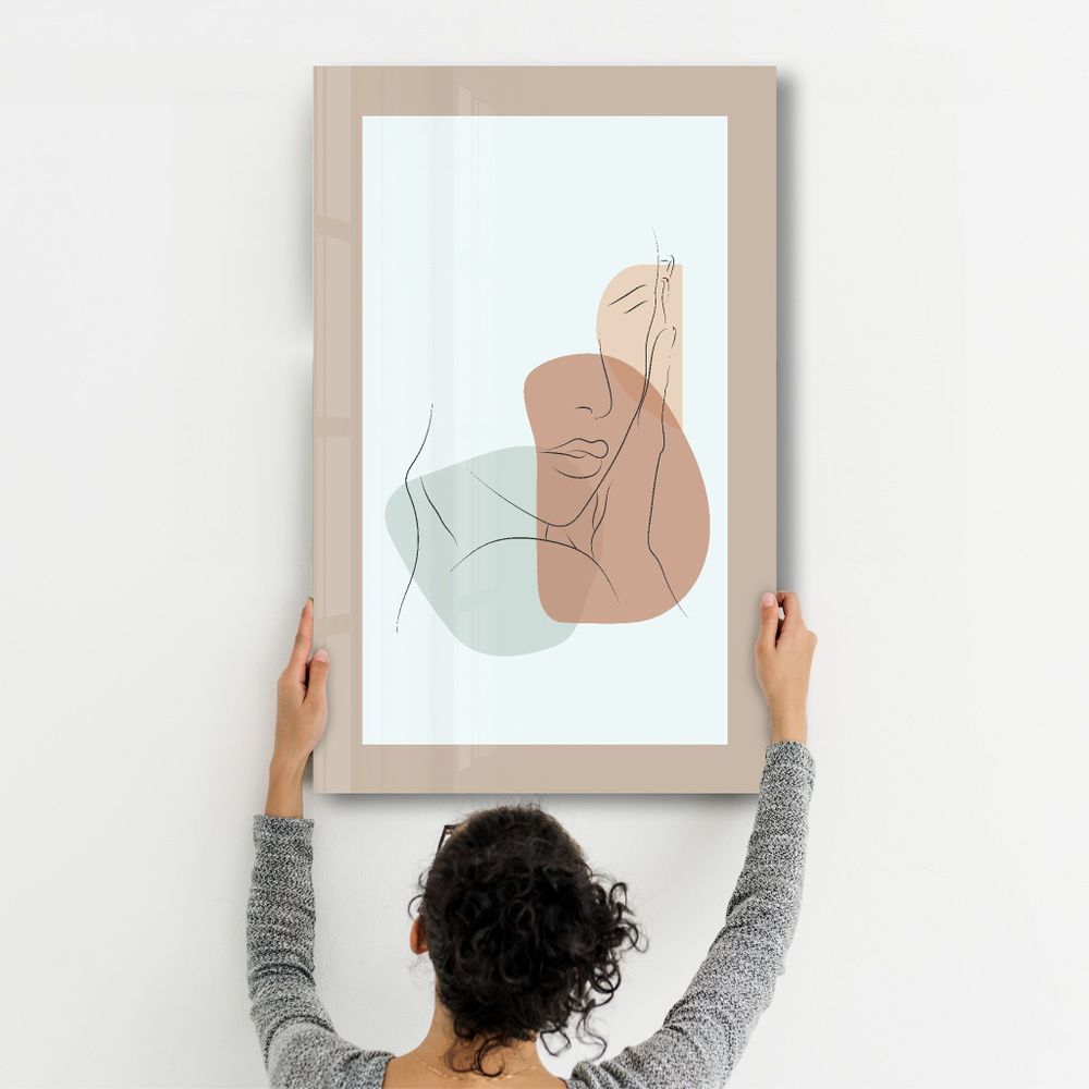 Autres décorations murales - Shapes and Woman Portrait V2 | Glass Wall Art - ARTDESIGNA