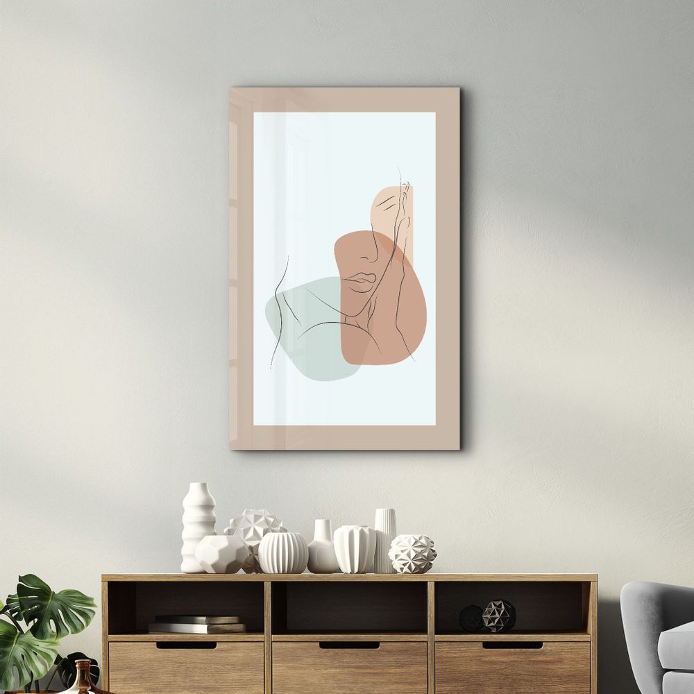 Autres décorations murales - Shapes and Woman Portrait V2 | Glass Wall Art - ARTDESIGNA