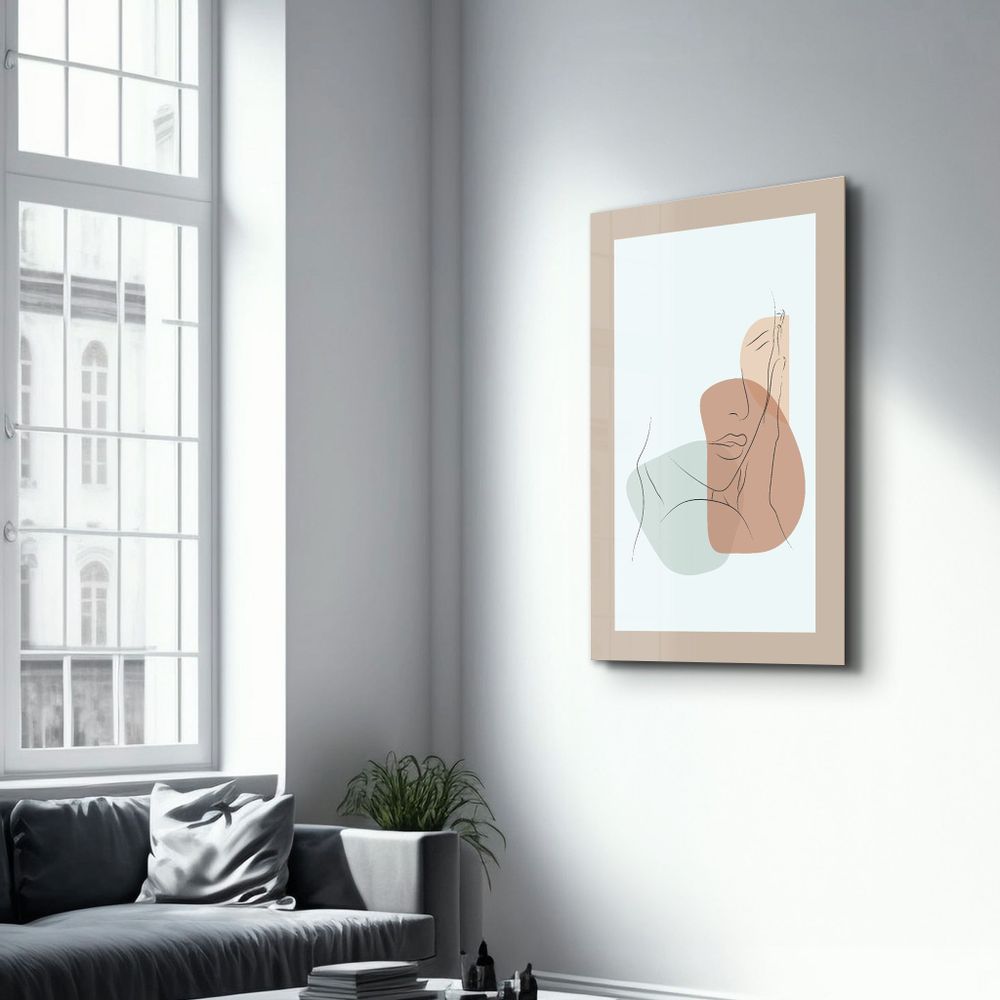 Autres décorations murales - Shapes and Woman Portrait V2 | Glass Wall Art - ARTDESIGNA