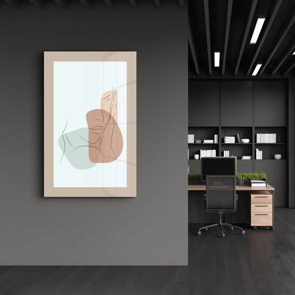 Autres décorations murales - Shapes and Woman Portrait V2 | Glass Wall Art - ARTDESIGNA
