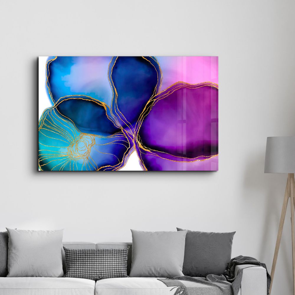 Autres décorations murales - Shapes and Golden Lines | Glass Wall Art - ARTDESIGNA